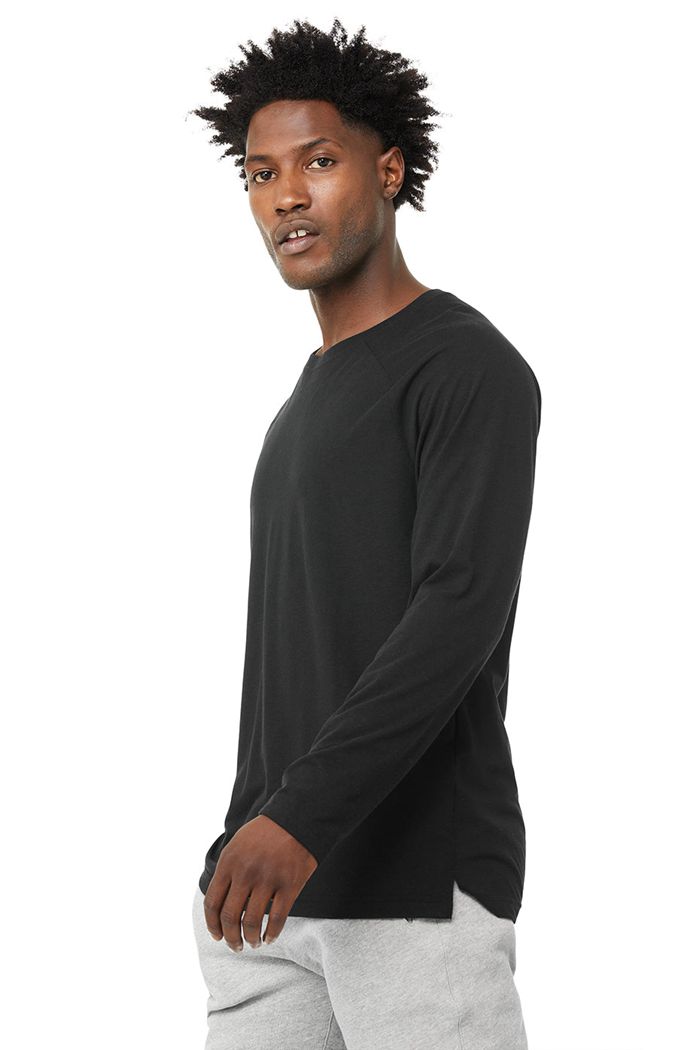 Alo Yoga Triumph Tee Long Sleeve Herr Svarta | 8910567-OG