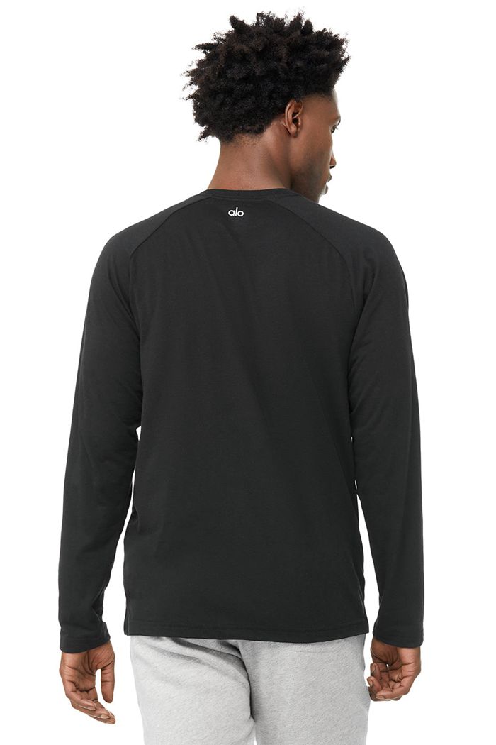 Alo Yoga Triumph Tee Long Sleeve Herr Svarta | 8910567-OG