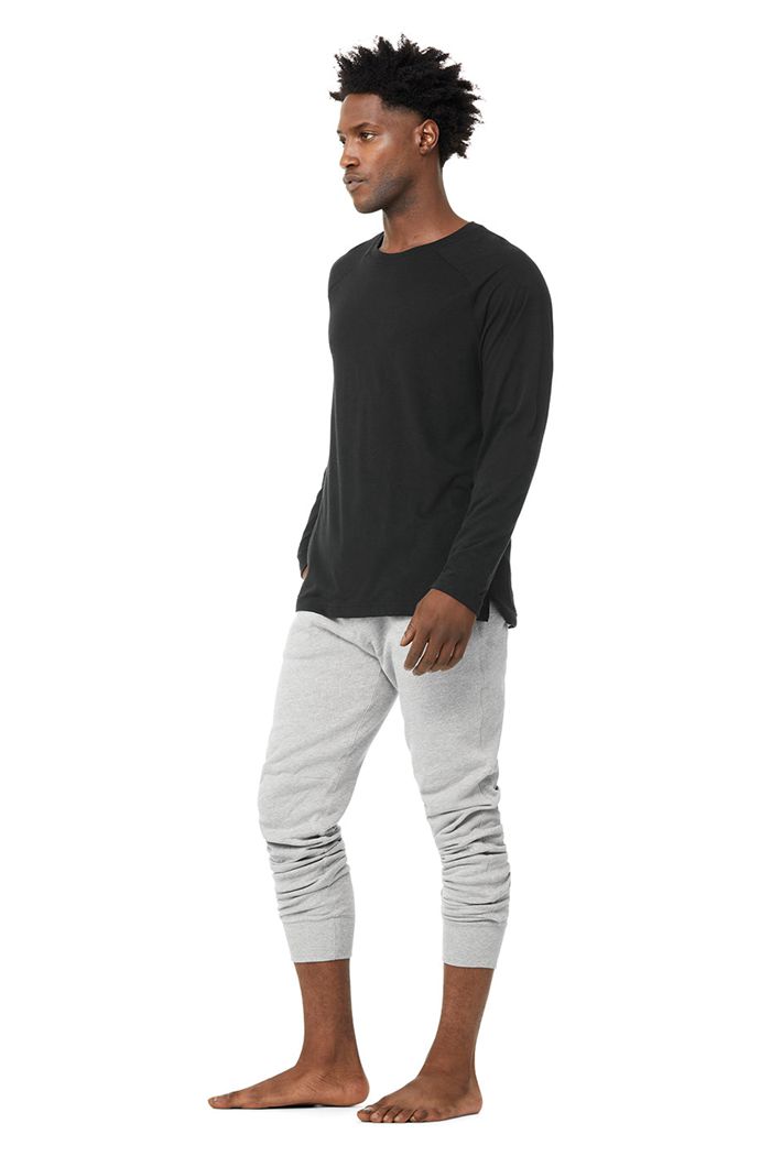 Alo Yoga Triumph Tee Long Sleeve Herr Svarta | 8910567-OG