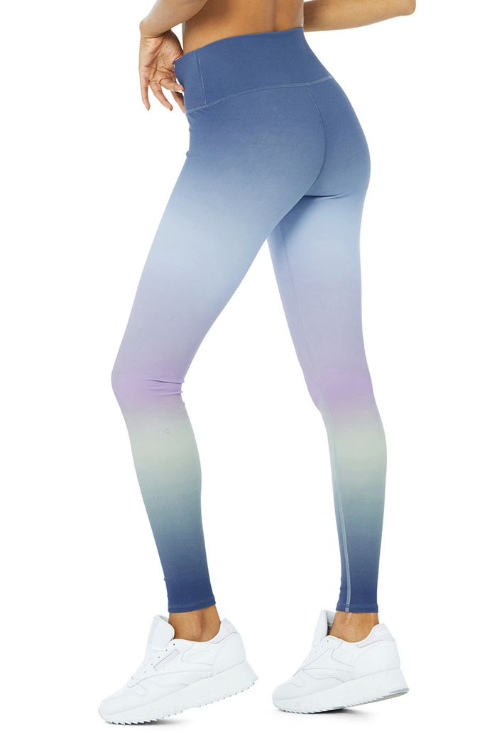 Alo Yoga Vapor High-Midja Gradient Dusk Leggings Dam Blå | 3591240-KJ