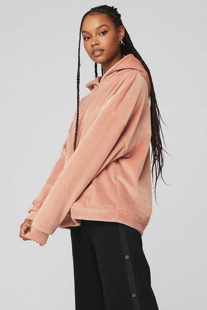 Alo Yoga Velour Baller Hoodie Dam Rosa | 4689251-SC