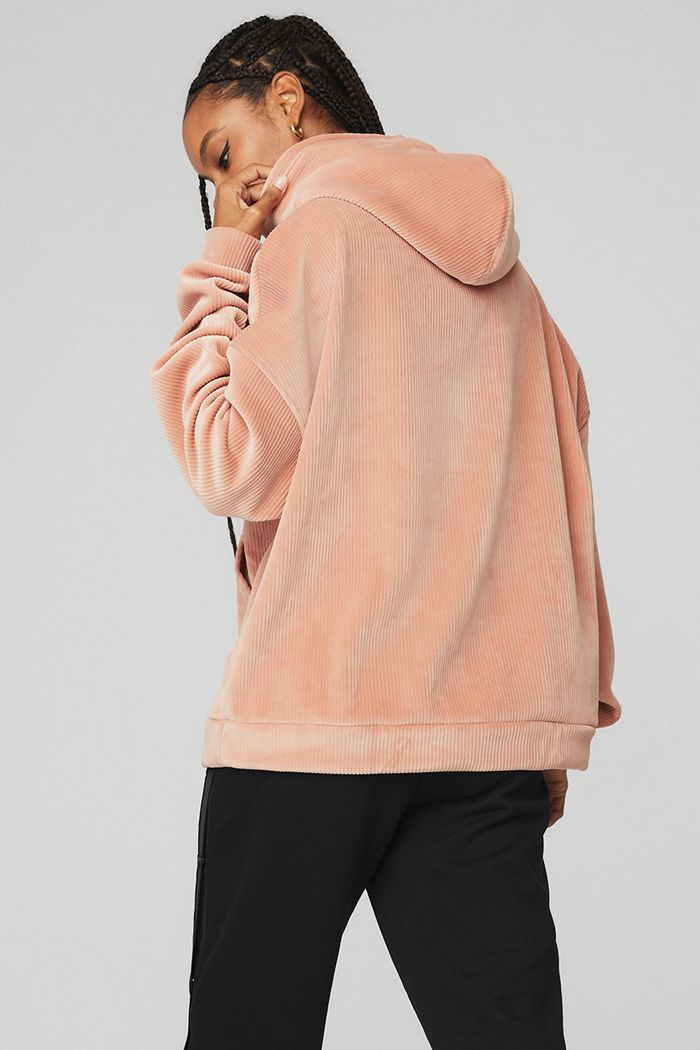 Alo Yoga Velour Baller Hoodie Dam Rosa | 4689251-SC