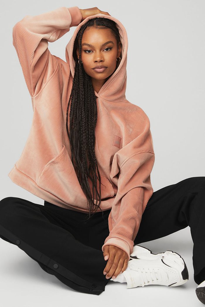 Alo Yoga Velour Baller Hoodie Dam Rosa | 4689251-SC