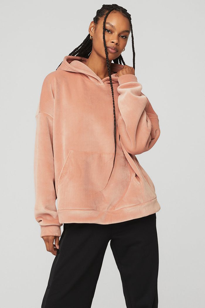 Alo Yoga Velour Baller Hoodie Dam Rosa | 4689251-SC