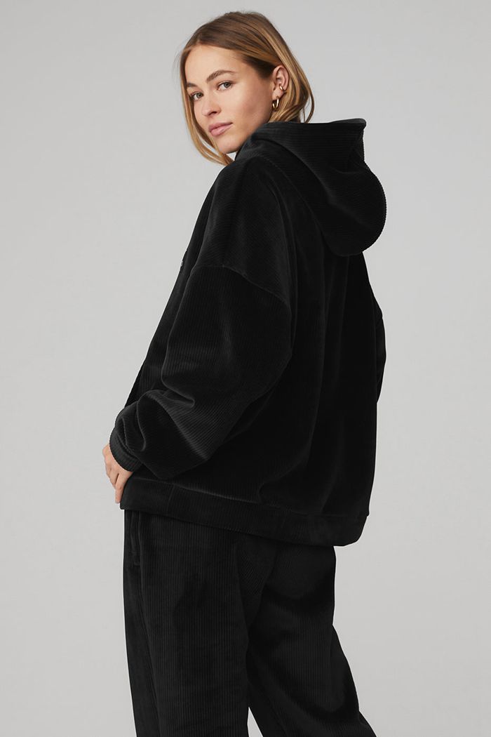 Alo Yoga Velour Baller Hoodie Dam Svarta | 3527689-AD