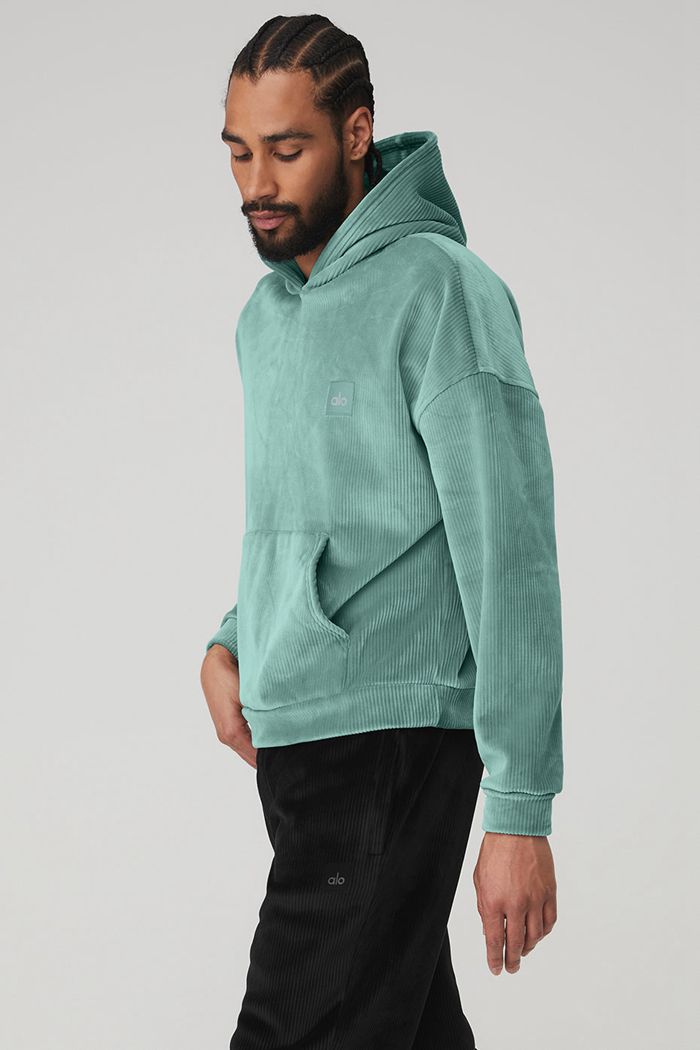 Alo Yoga Velour Baller Hoodie Herr Blå | 3592870-XC