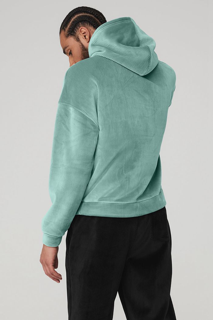 Alo Yoga Velour Baller Hoodie Herr Blå | 3592870-XC