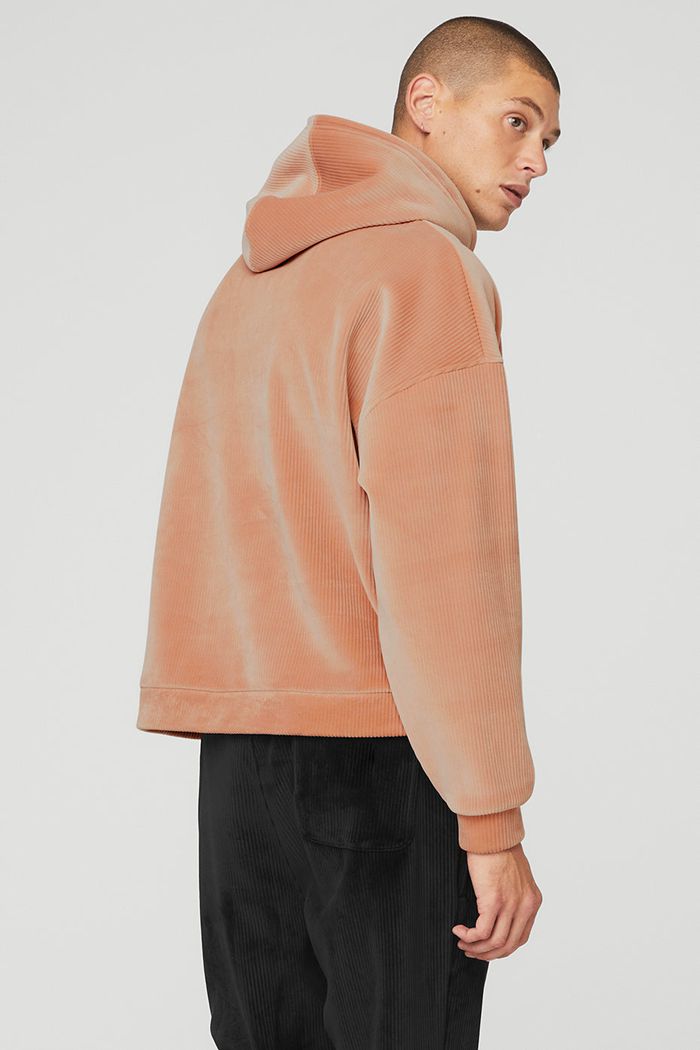 Alo Yoga Velour Baller Hoodie Herr Rosa | 5862107-YD