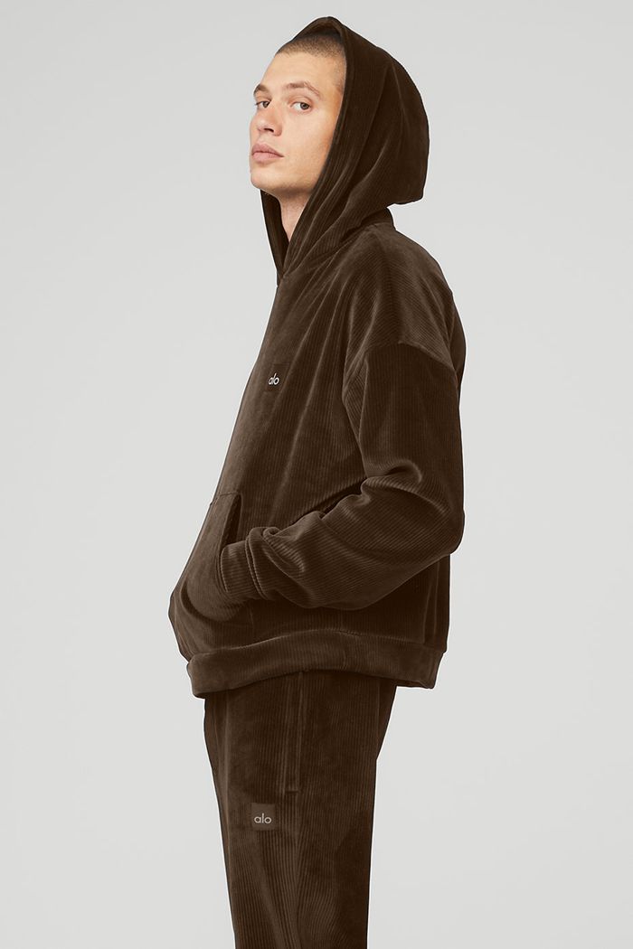 Alo Yoga Velour Baller Hoodie Herr Svarta | 5641893-LX