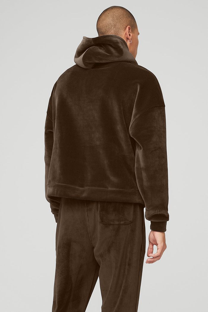 Alo Yoga Velour Baller Hoodie Herr Svarta | 5641893-LX