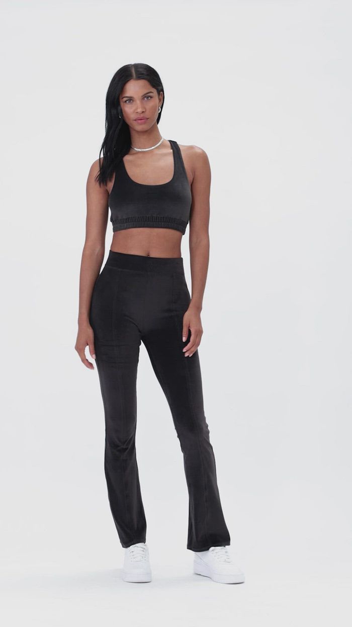 Alo Yoga Velour Glimmer Scoop Neck BH Dam Grå | 0932746-WJ