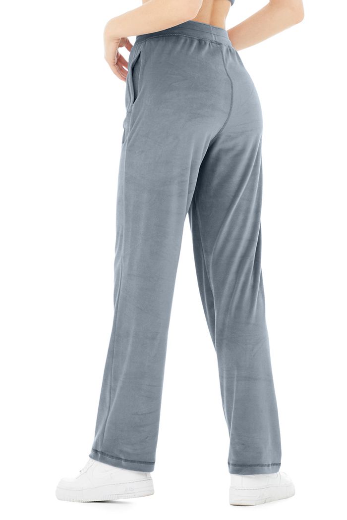 Alo Yoga Velour High-Midja Glimmer Breda Leg Byxor Dam Grå | 2809164-CT