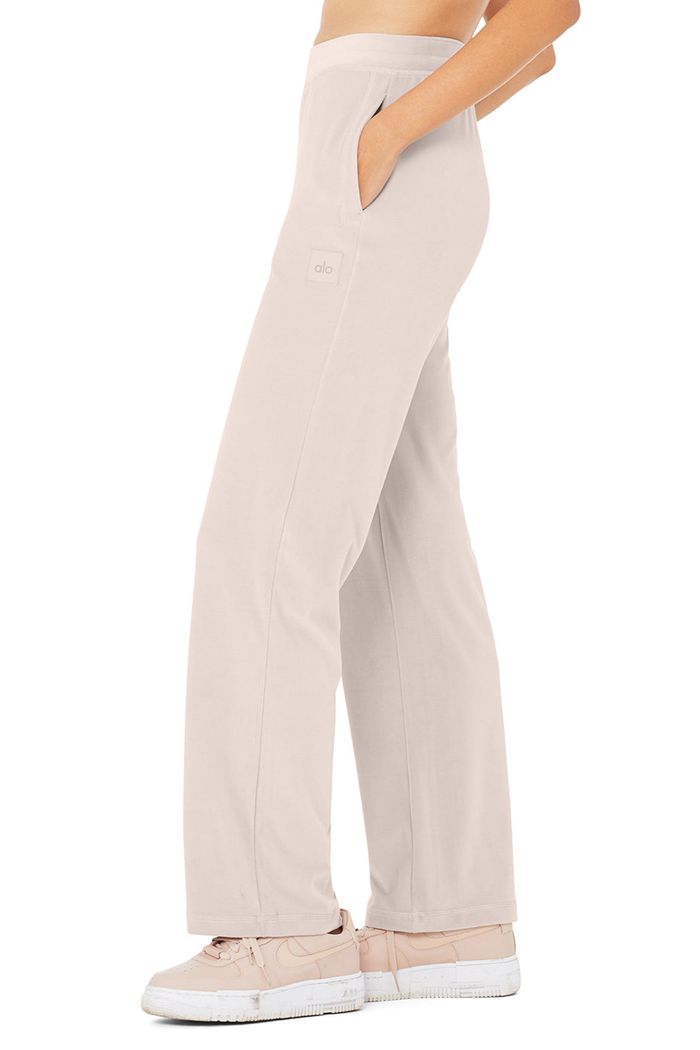 Alo Yoga Velour High-Midja Glimmer Breda Leg Byxor Dam Rosa | 7165924-EU